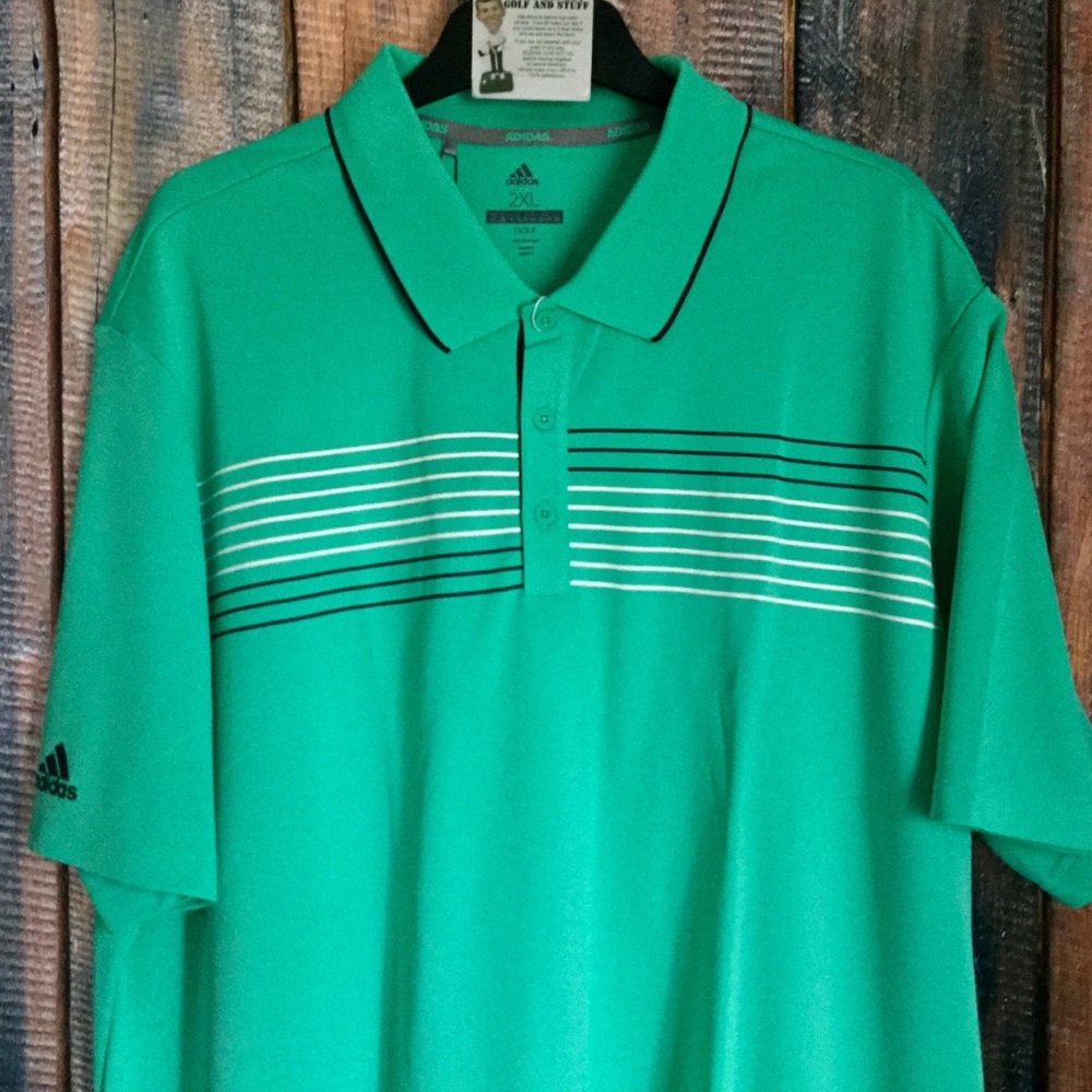 NEW Adidas Essential Textured Striped Golf Polo